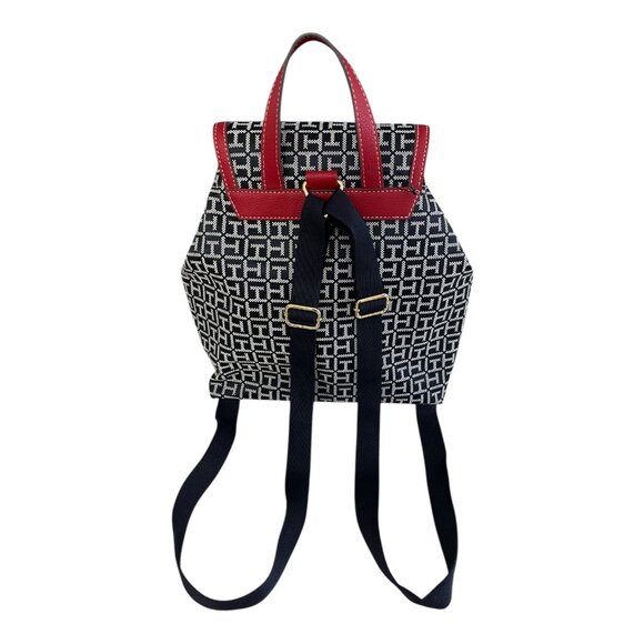 Tommy Hilfiger Women’s Navy Backpack – Logo Print with Red Trim – Gold Hardware - Picture 2 of 9